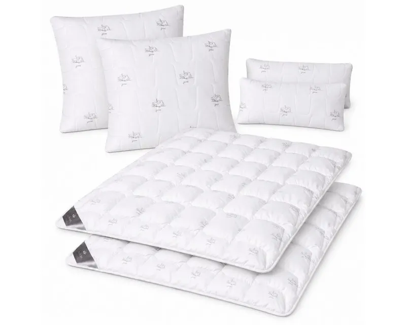 SEI Design Microfaserbettdecke Bettset SWAN 6-tlg Sommerdecke 2x 135x200 + Kissen 2x 80x80+ 2x 40x80, Füllung: daunenähnliches Gefühl, 80x80, Weiß, – Produktbild 1 von 5
