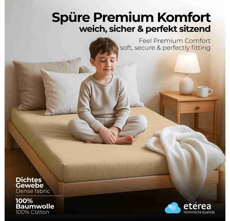 etérea Himmlische Qualität Spannbettlaken etérea Comfort Jersey Spannbettlaken, Jersey, Gummizug: rundum, (1 Stück), Braun, – Produktbild 6 von 6