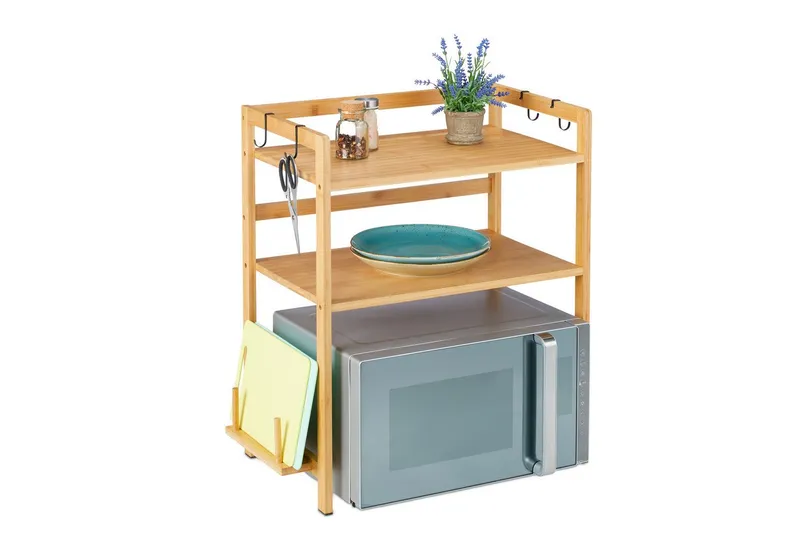 RELAXDAYS RELAXDAYS Küchenregal Mikrowellen Regal 2 Ebenen, 1-tlg., Braun|schwarz, – Produktbild 1 von 5