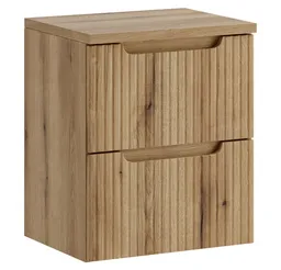 Lomadox Waschbeckenschrank NEWPORT-56-EVOKE 50 cm breit in Eiche, gerillte Front, 2 Schubladen – Produktbild 1 von 1