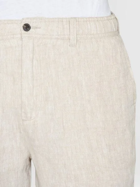 KnowledgeCotton Apparel KnowledgeCotton Apparel Herren Shorts "FIG loose linen shorts" Fischgrät - VEGAN, Light feather grey (beige), – Produktbild 3 von 3