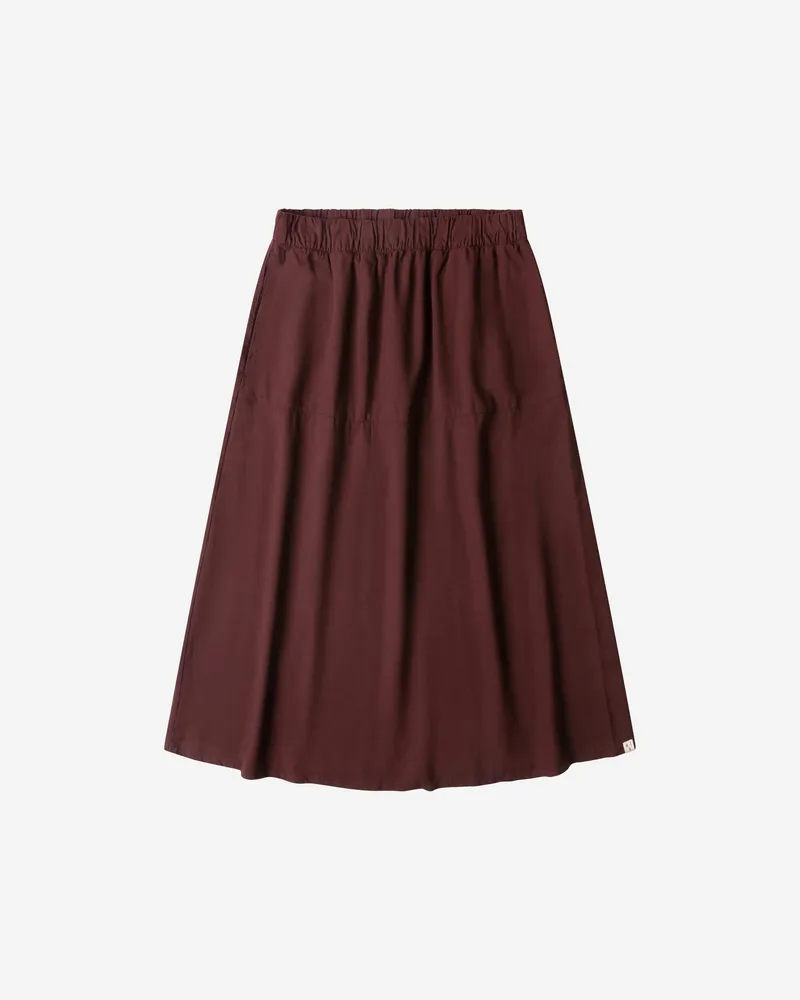 MATONA MATONA Damen vegan Midi-Rock Mit Rüschen Bordeauxrot, Rot, – Produktbild 1 von 2