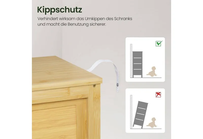 EUGAD Badkommode (1 St), Badschrank Bambus, mit 4 Schubladen, 30x80x30 cm, Beige, – Produktbild 5 von 5