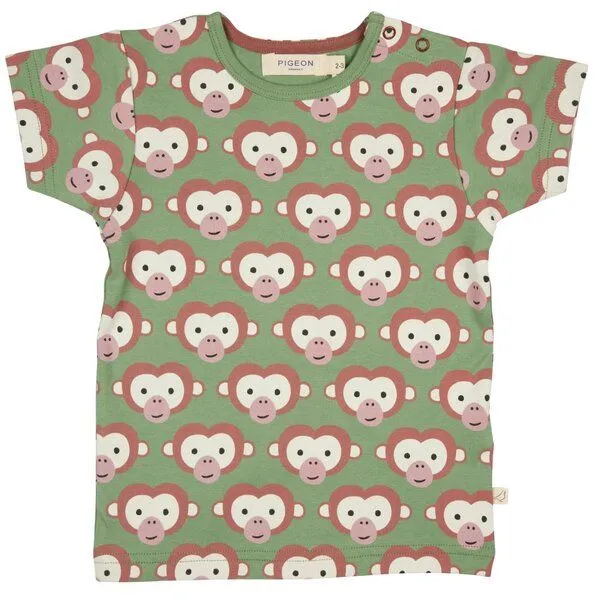 Pigeon by Organics for Kids Pigeon by Organics for Kids Kinder-Kurzarmshirt mit Aufdruck, Grün (mit affendruck), – Produktbild 1 von 1