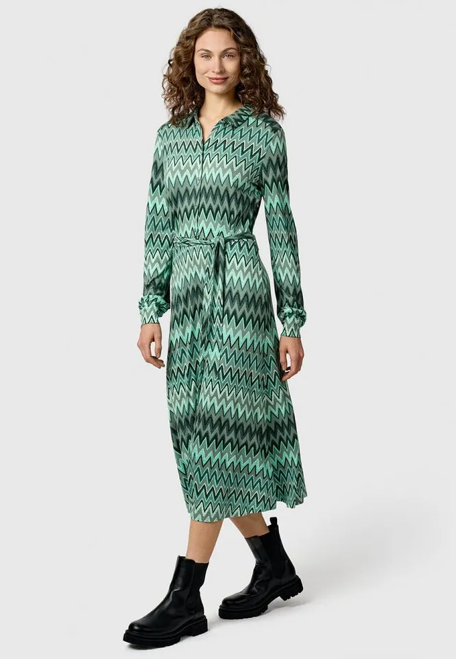 ragwear ragwear Blusenkleid Plantee Print Modisches Damenkleid mit Taillengürtel, Grün, – Produktbild 4 von 4