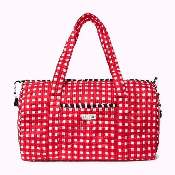 KIKOONI KIKOONI handgefertigte große Baumwolltasche "K. Shopper", Happy checks red, – Produktbild 1 von 4