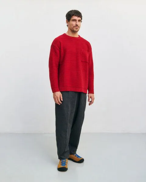 Rotholz Rotholz Gerippter Strickpullover Bio Baumwolle, Rot, – Produktbild 6 von 8