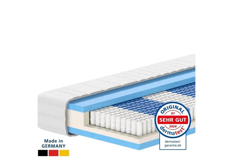 Taschenfederkernmatratze 1000 Federn, 7-Zonen Federkernmatratze, Besonders Anpassungsfähig, AM Qualitätsmatratzen, 24 cm hoch, 80x200 cm – Produktbild 1 von 7