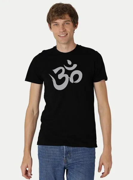 Peaces.bio - handbedruckte Biomode Peaces.bio - handbedruckte Biomode Fit T-Shirt "Om" Herren, Schwarz, – Produktbild 2 von 3
