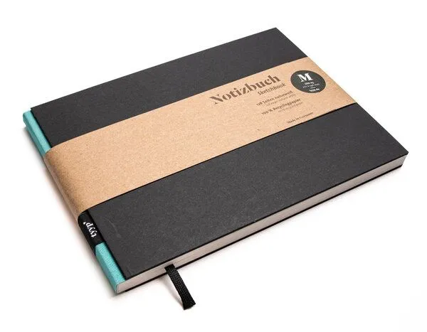 tyyp Skizzenbuch A5 schwarz querformat - perforiert - 100% Recyclingpapier - BerlinBook by tyyp, Black, – Produktbild 2 von 5