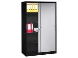 C+P C+P Schiebetürenschrank aus Stahl 120 cm breit anthrazit/alusilber T 40 H 195 – Produktbild 1 von 1