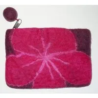 short'n'pietz short'n'pietz handgefilztes Portemonnaie mit Reißverschluss, Dunkellila-rosa, – Produktbild 1 von 1
