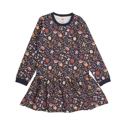 Walkiddy Walkiddy - Fancy Flowers Sweat Kleid Grau, Öko-Fair-Trade, GOTS-Zertifizierte Bio-Baumwolle, Mädchen-Kleid – Produktbild 1 von 1