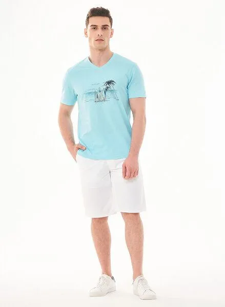 ORGANICATION ORGANICATION T-Shirt aus Bio-Baumwolle mit Print, Blau(mint), – Produktbild 2 von 4
