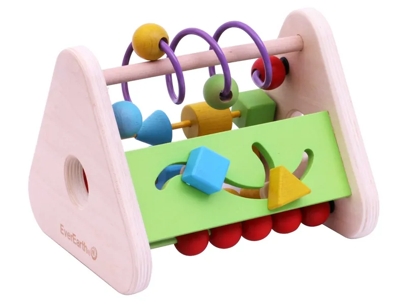 EverEarth EverEarth Motorikspielzeug Aktivitätsdreieck aus Holz 20,5 x 17,5 x 16 cm, Mehrfarbig, – Produktbild 2 von 2