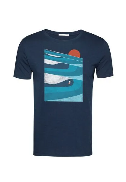 GreenBomb GREENBOMB Nature Perfect Waves Guide - Sportliches T-Shirt aus Bio-Baumwolle / hochwertiger Print / Fair & Vegan, Blau (navy), – Produktbild 2 von 4