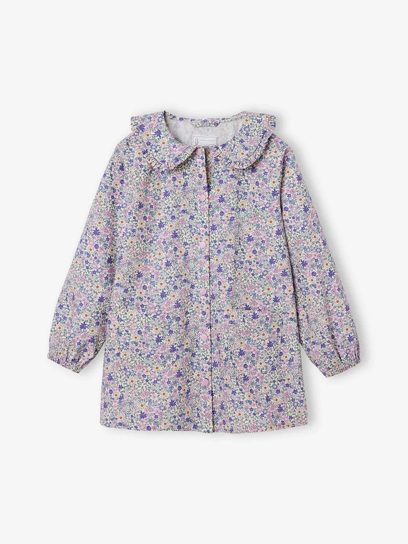 Vertbaudet Vertbaudet Mädchen Malkittel mit Bubikragen FLOWERMIX personalisierbar pulver lila, Pulver lila, – Produktbild 4 von 4