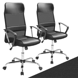 Casaria® Bürostuhl Deluxe 2er-Set Schwarz mit Netz – Produktbild 1 von 1