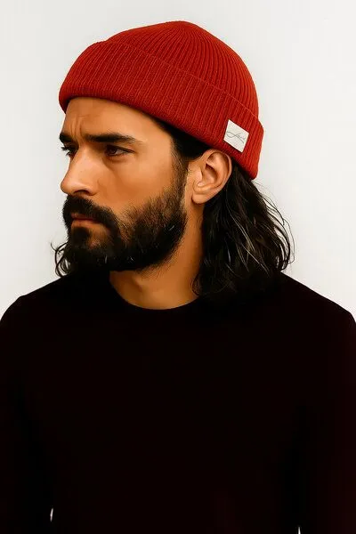 Lou-i Lou-i Fisherman Mütze Merinowolle unisex, Rot, – Produktbild 2 von 3