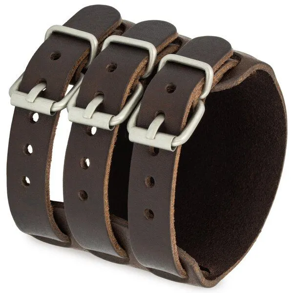 Simaru Simaru Breites Schnallenarmband aus Echtleder, Braun, – Produktbild 2 von 3