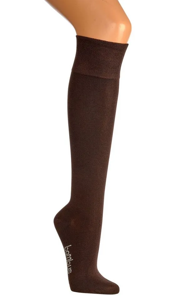 FussFreunde Kniestrümpfe 2 Paar Bambus-Kniestrümpfe, Damen & Herren, superweich, atmungsaktiv (2 Paar), Braun, – Produktbild 2 von 5