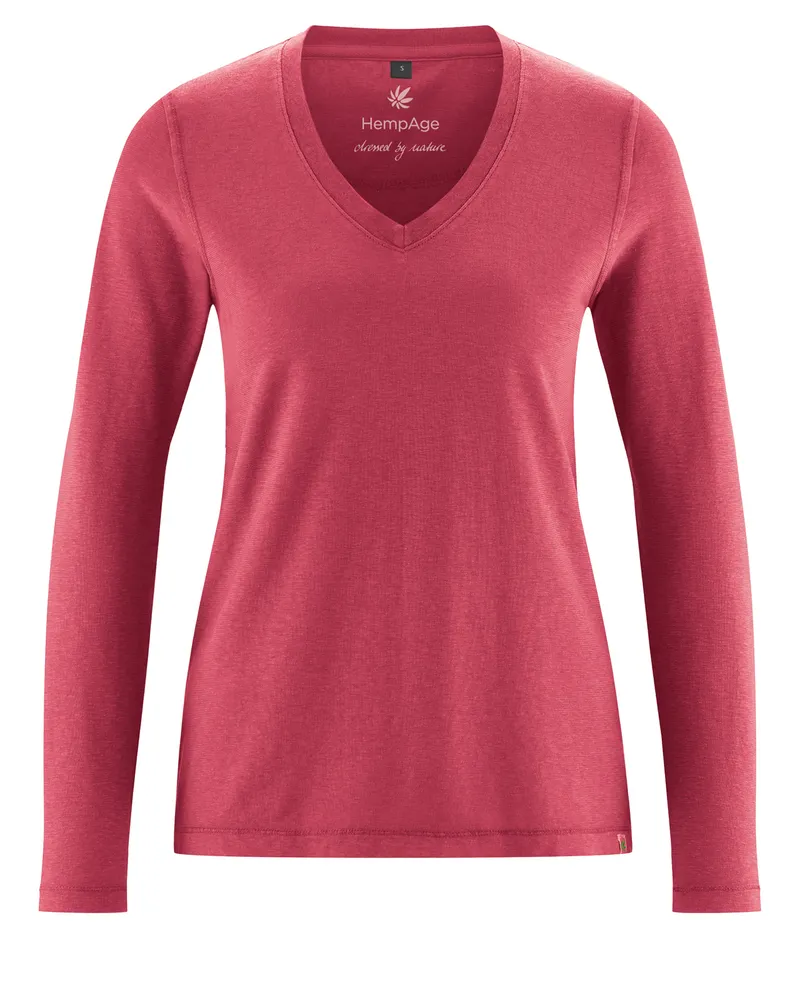 HempAge Hempage Damen vegan T-Shirt Sportlich Langärmelig Barolo Rosa, Rosa, – Produktbild 1 von 2