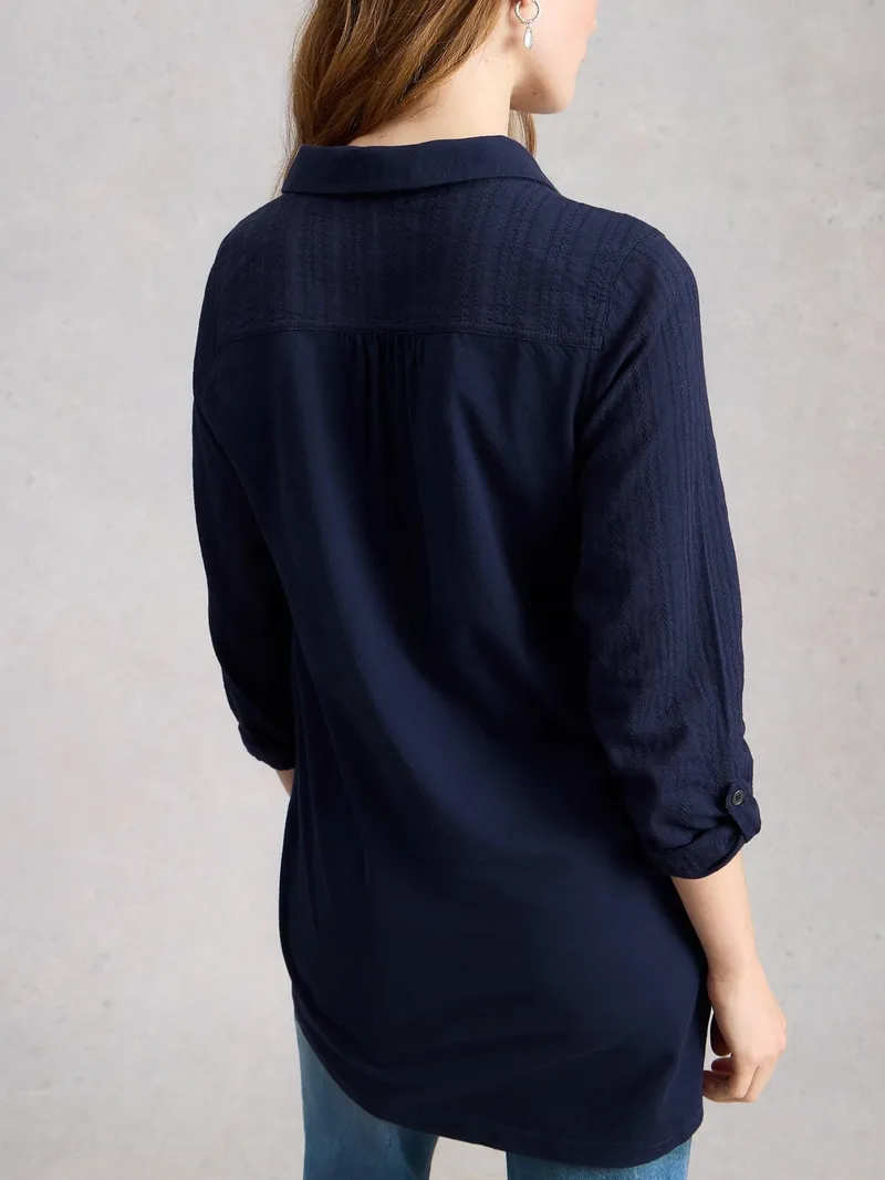 White Stuff Bluse Annie aus Material-Mix - 50, Marineblau, – Produktbild 4 von 4