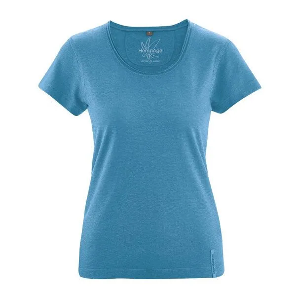 HempAge HempAge Damen T-Shirt mit Rollsaum Hanf/Bio-Baumwolle, Atlantic, – Produktbild 1 von 3