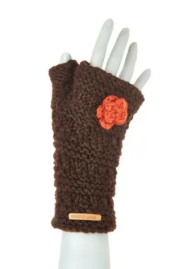 short'n'pietz short'n'pietz Schurwollhandstulpen mit Blumenmotiv, handgestrickt – Produktbild 1 von 1