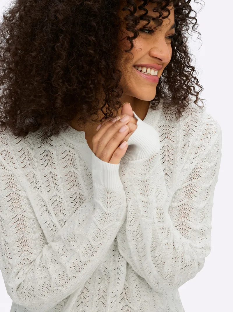 sheego Ajourpullover, Ecru, – Produktbild 2 von 2