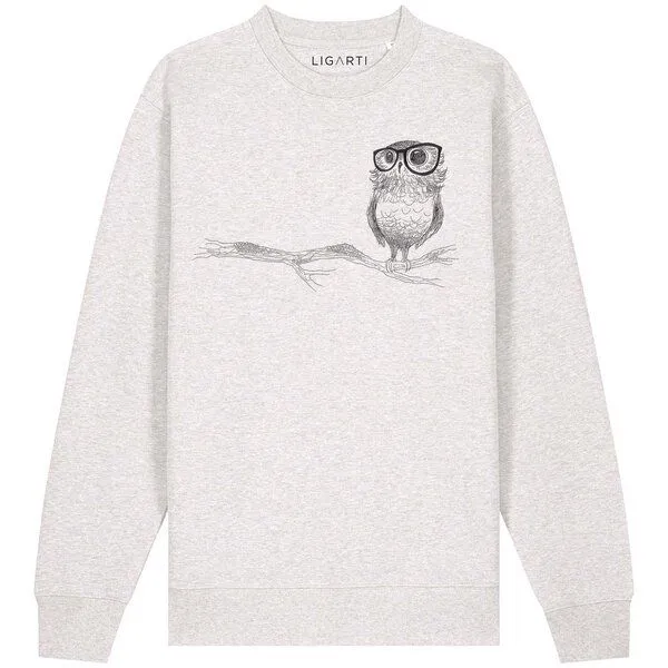 LIGARTI Pullover – Brilleneule – LIGARTI Tiermanufaktur, Hellgrau, – Produktbild 2 von 3