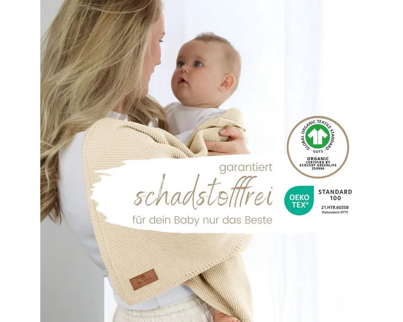 Babydecke DIKOS® Baby Decke für Neugeborene aus *100%* Bio Baumwolle, DIKOS, Kuscheldecke PREMIUM Qualität Geschenk zur Geburt, atmungsaktiv, clean, Weiß, – Produktbild 3 von 5