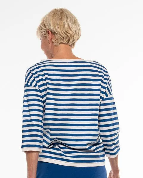 Alma & Lovis Alma & Lovis Lässiges 3/4 Arm Ringelshirt aus Organic Cotton | Ringel Longsleeve, Azur (blau-weiss), – Produktbild 4 von 4