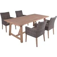 Gartenmöbel-Set "OAKLAND/NORVELL 01" 5-tlg. 1 Tisch Akazie, 4 Sessel KSgefl. hellbraun – Produktbild 1 von 1