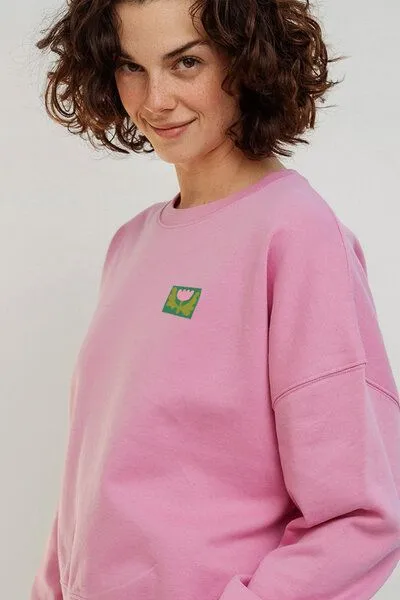 Kultgut Kultgut Artdesign - Goodness Pulloversweater im Boxistyle / Little Flower, Pink, – Produktbild 2 von 3