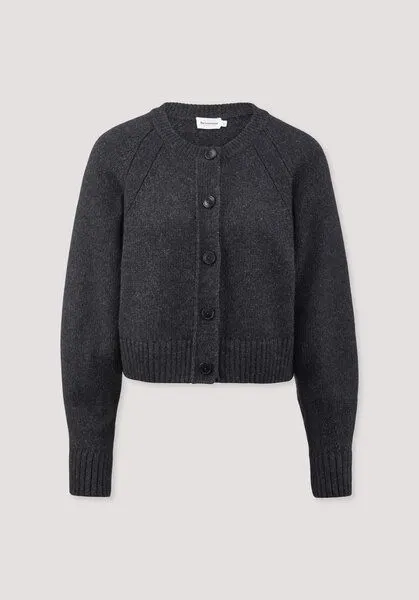 hessnatur hessnatur Strick Jacke Relaxed Cropped aus Bio-Merinowolle mit Bio-Baumwolle, Anthrazit, – Produktbild 4 von 4