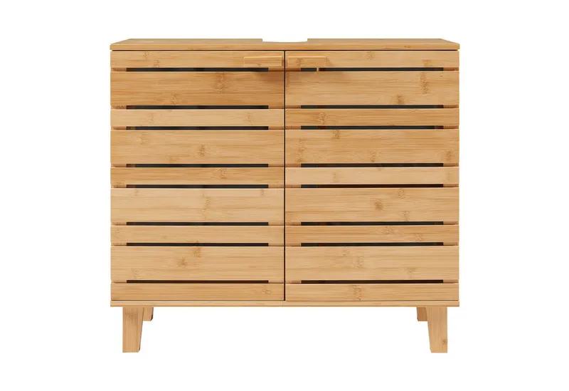 en.casa Waschbeckenunterschrank »Epind« Badezimmerschrank 60 x 66 x 30 cm Bambus Natur, Beige, – Produktbild 4 von 5