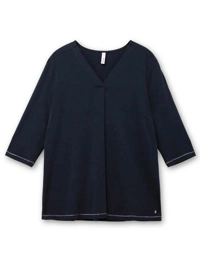 sheego 3/4-Arm-Shirt tiefblau, Tiefblau, – Produktbild 1 von 2
