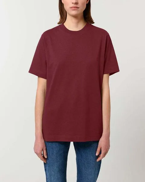 YTWOO YTWOO Sehr dickes Unisex T-Shirt | 240 g/qm | Top Premium Bio-Baumwolle, Burgunderrot, – Produktbild 2 von 3