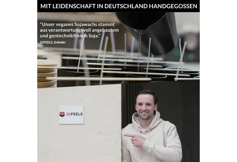 22Feels Duftkerze Deko Bester Onkel Geschenk Bday Weihnachten Mann von Nichte Neffe, MADE IN GERMANY, Europäisches Sojawachs, Handgegossen, Schwarz, – Produktbild 5 von 5