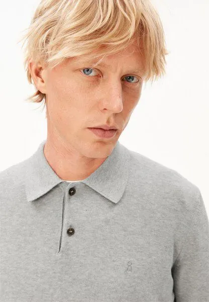 ARMEDANGELS ARMEDANGELS KNIT POLO Herren Polo aus Bio-Baumwolle, Silver melange, – Produktbild 3 von 4