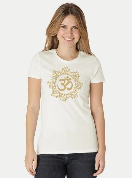 Peaces.bio - handbedruckte Biomode Peaces.bio - handbedruckte Biomode Bio-Damen-T-Shirt "Classic Om", Natur, – Produktbild 2 von 2