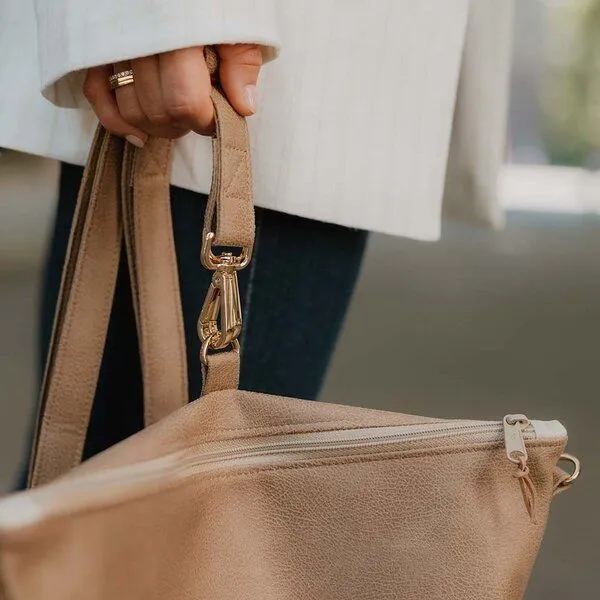 BOWLEANIES TASCHEN BOWLEANIES TASCHEN 2-in-1 Rucksacktasche aus Lederfaserstoff, Hellbraun, – Produktbild 4 von 4