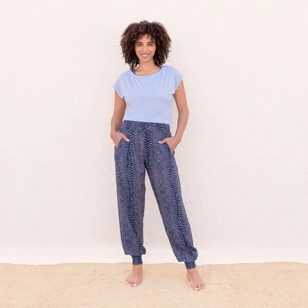 Jaya Jaya ANANDA ZUMBA - Damen - locker-leichte Sommerhose für Yoga und Freizeit, Zumba blue, – Produktbild 1 von 3
