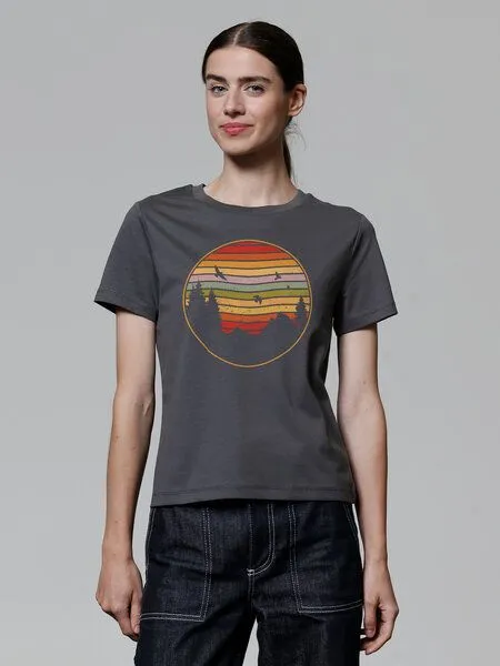 watapparel watapparel T-Shirt Frauen Sunset Berge & Tannen, Anthracite, – Produktbild 2 von 3