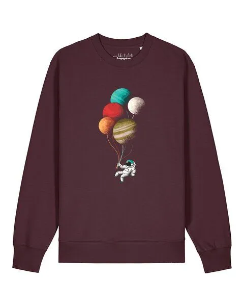 watapparel watapparel Sweatshirt Unisex Balloon Spaceman, Red brown, – Produktbild 1 von 2