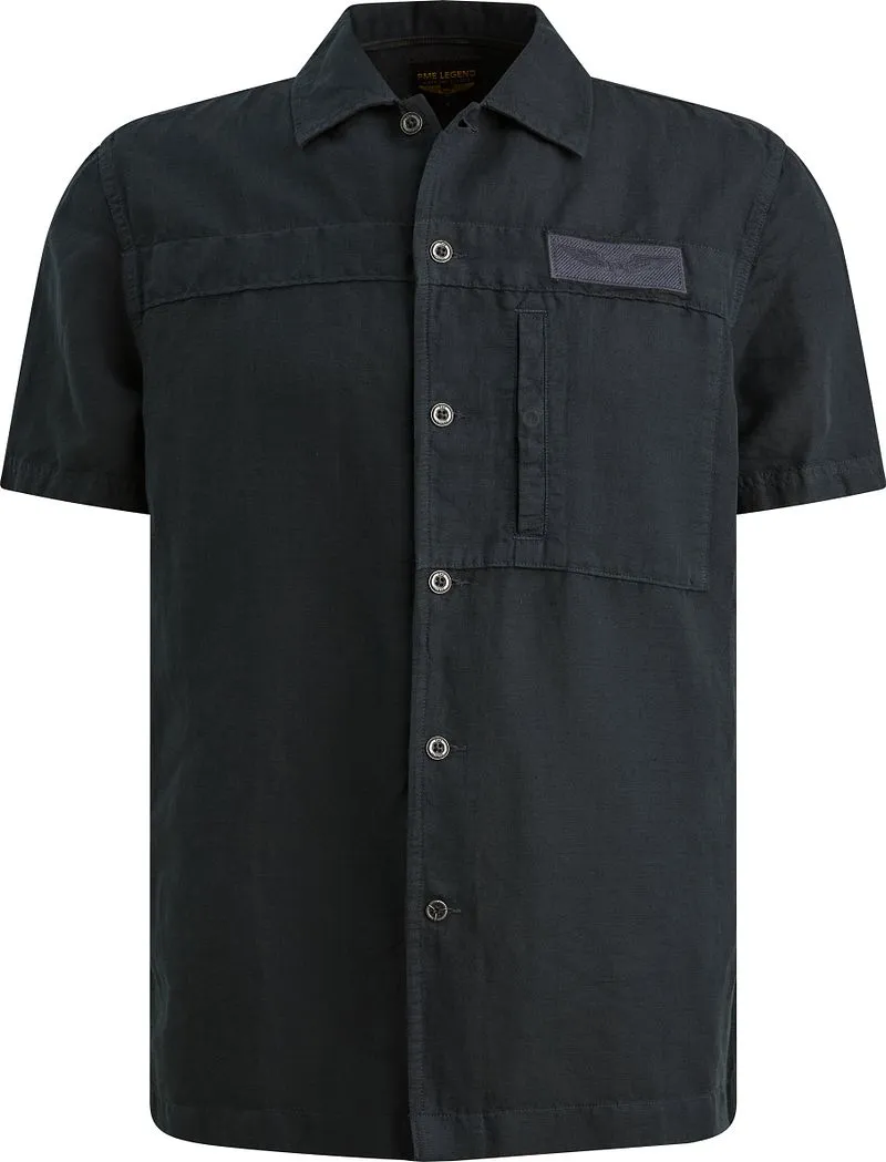 PME Legend PME Legend Short Sleeve Hemd Cotton Linen Navy - Größe XL, Dunkelblau, – Produktbild 2 von 5