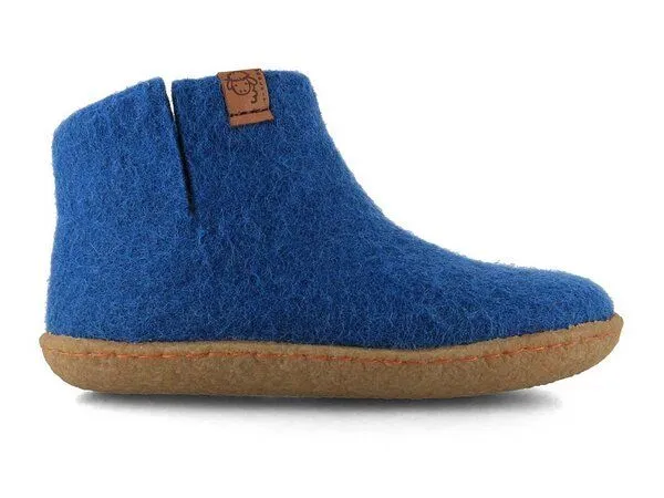 WoolFit WoolFit Kinder-Hausschuhe Hüttenschuhe aus 100% Wolle, Blau, – Produktbild 2 von 3