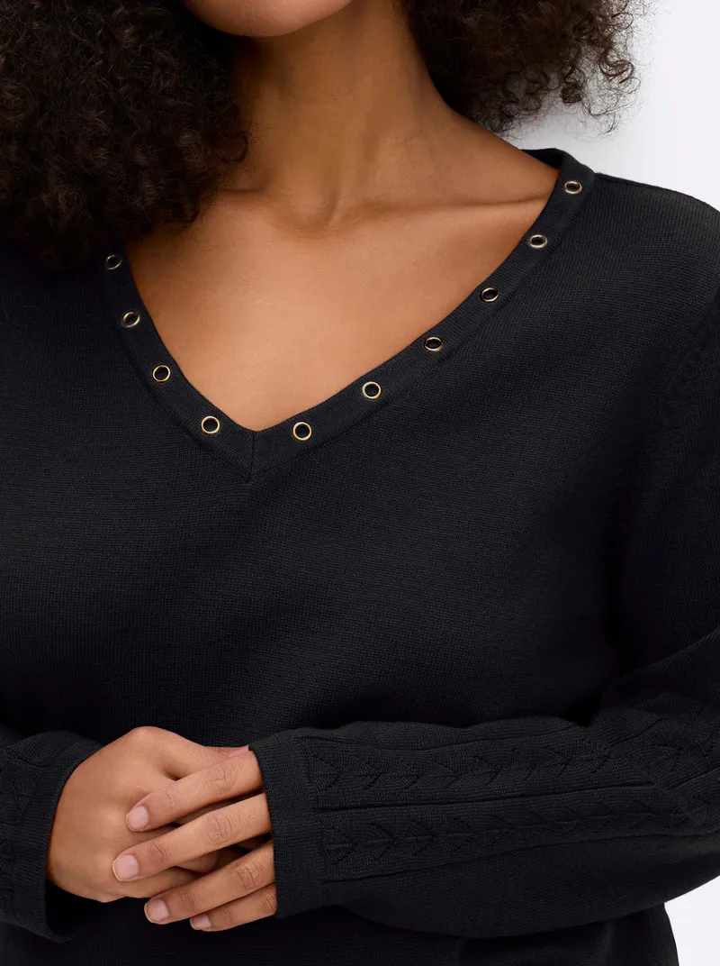 sheego Pullover schwarz, Schwarz, – Produktbild 2 von 2