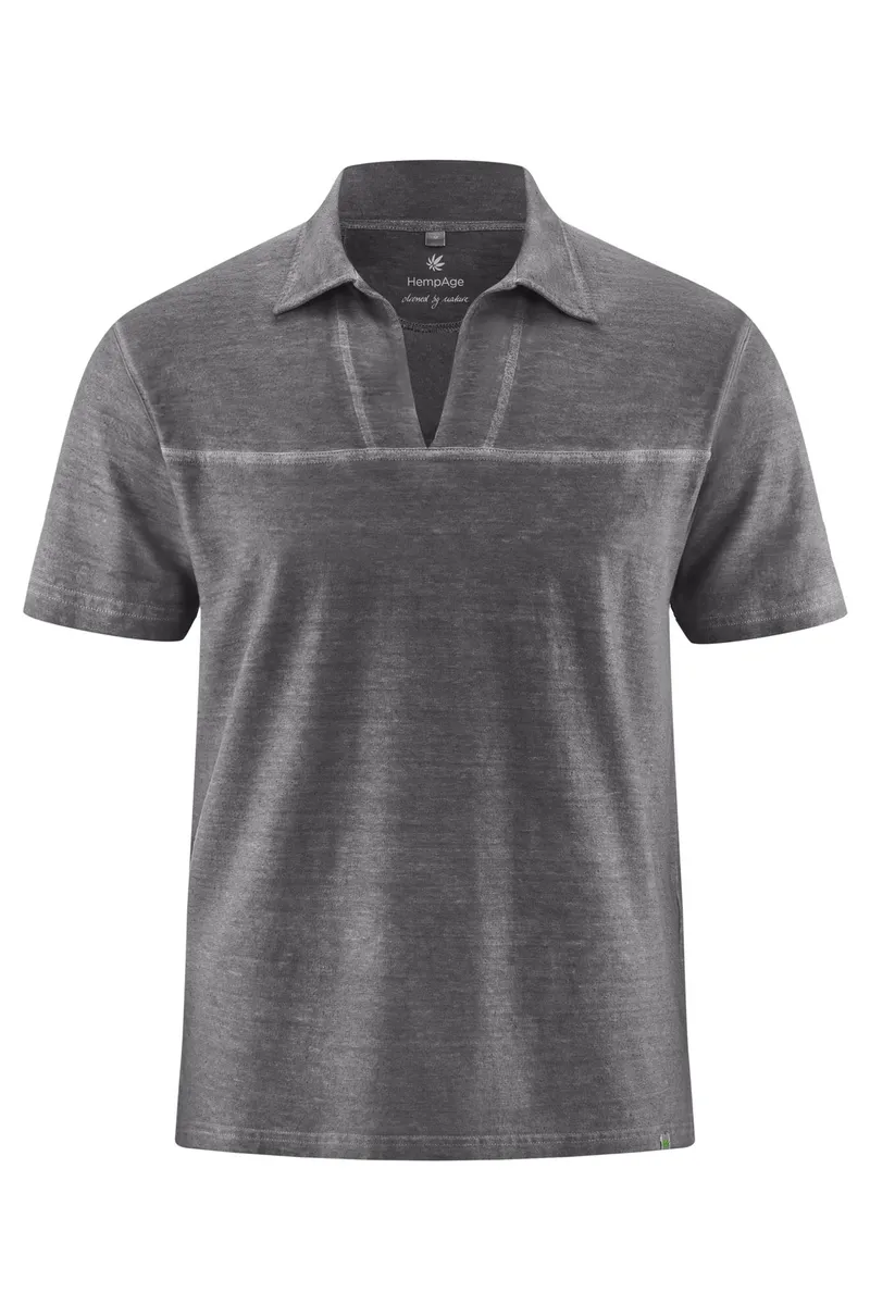HempAge Hempage Herren vegan T-Shirt Mit V-Ausschnitt Anthrazit, Grau, – Produktbild 1 von 2